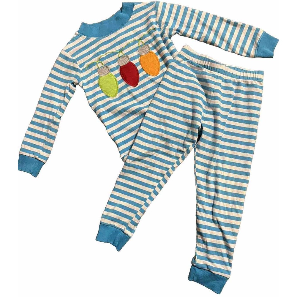 Bailey Boys Christmas Lights Ornaments Striped Holiday PJ‎ Set 12 months